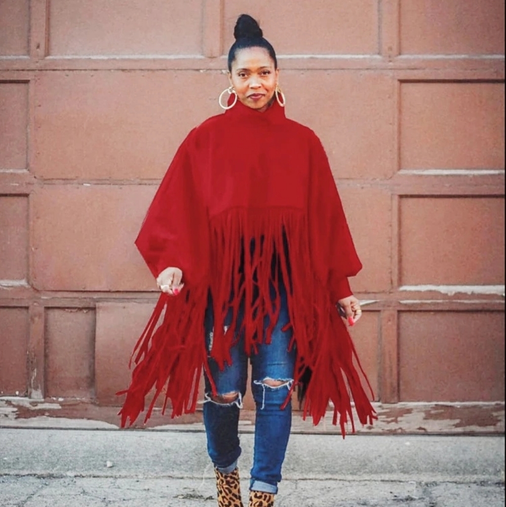 Beautiful Maroon Poncho